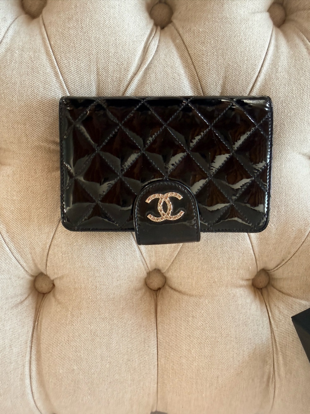 CHANEL Brilliant Quilted Patent Medium Bifold French Wallet - FULL SET📝